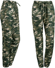 Mode Frauen Lange Hosen Camouflage Print Elastische Taille Lässige Camo Hose Grün