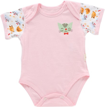 Baby-Spielanzug Unisex 100% Baumwolle Babysuit Baby Kleidung Spielanzug Katze Print Kurzarm Sommer Für Neugeborenes Baby Baby Boy Pink 0-6M