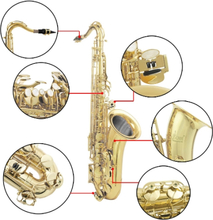 LADE Messing Bb Tenor Saxophon Sax geschnitzten Muster Perle weiße Schale Schaltflächen Blasinstrument mit RS Handschuhe Tuch Fett Gürtel Reinigungsbürste