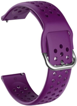 22mm Universal round hole style silicone watch strap - Purple / Silver Buckle