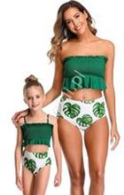 Bikini mama córka z zielonymi liściami 0135