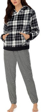 DKNY Chill Zone Long Sleeve Hood Top And Jogger Svart/Rutet polyester Medium Dame