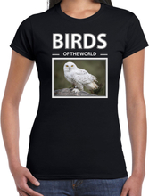 Sneeuwuilen t-shirt met dieren foto birds of the world zwart voor dames