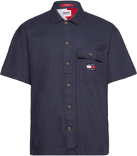 Tjm Classic Solid Ss Overshirt Tops Overshirts Navy Tommy Jeans