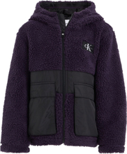 Sherpa Color Block Jacket Outerwear Fleece Outerwear Fleece Jackets Navy Calvin Klein