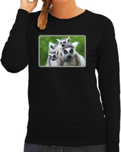 Dieren sweater met maki apen foto zwart voor dames - ringstaart maki cadeau trui