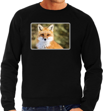 Dieren sweater met vossen foto zwart voor heren - vos cadeau trui