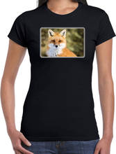 Dieren t-shirt met vossen foto zwart voor dames - vos cadeau shirt