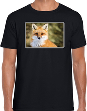 Dieren t-shirt met vossen foto zwart voor heren - vos cadeau shirt