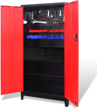 vidaXL Verktøyskap med verktøyboks stål 90x40x180 cm rød og svart