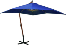 vidaXL Hängande parasoll med stång azurblå 3x3 m massivt granträ