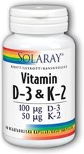 Solaray Vitamin D3 & K2 60 kapsler