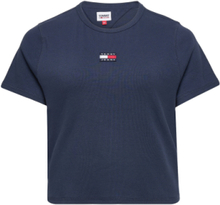 Tjw Crv Rib Center Badge Ss T-shirts & Tops Short-sleeved Marineblå Tommy Jeans*Betinget Tilbud
