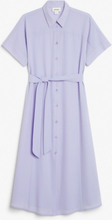 Long belted shirt dress - Purple