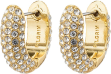 Lona Recycled Chunky Crystal Huggie Hoops Accessories Jewellery Earrings Hoops Gold Pilgrim
