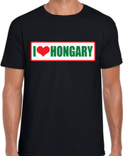 I love Hongary / Hongarije landen shirt met bordje in de kleuren van de Hongaarse vlag zwart voor heren