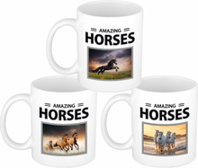 Set van 6x stuks paarden thema drink mokken met dieren foto print van amazing horses