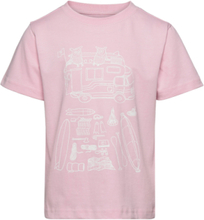 Road Trip Printed T-Shirt - Gots/Ve T-shirts Short-sleeved Rosa Knowledge Cotton Apparel*Betinget Tilbud