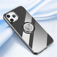 For iPhone 12/Pro Phone Case with Rotating Finger Ring Metal Sheet Kickstand TPU Phone Cover