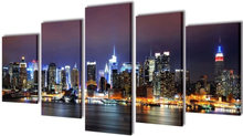 Sæt af lærredsprint til væg, New York Skyline i farver, 100x50 cm