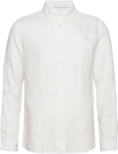 Man/ 100% Linen Slim-Fit Shirt Shirts Linen Shirts Hvit Mango*Betinget Tilbud