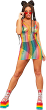 Regnbågsfärgad Fisknätsklänning - One size