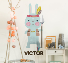 Muurdecoratie sticker Indiase konijn gepersonaliseerd
