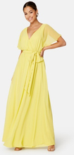 Goddiva Flutter Chiffon Maxi Dress Soft Lemon XL (UK16)