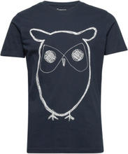 Alder Big Owl Tee - Gots/Vegan T-shirts Short-sleeved Marineblå Knowledge Cotton Apparel*Betinget Tilbud