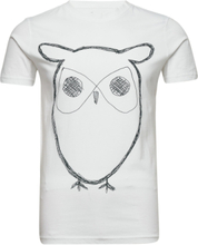 Alder Big Owl Tee - Gots/Vegan T-shirts Short-sleeved Hvit Knowledge Cotton Apparel*Betinget Tilbud