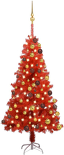 vidaXL Kunstig juletre med LED og kulesett 120 cm PVC rød