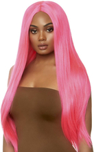 Long Straight Center Part Wig Neon Pink Parukk