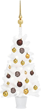Kunstigt juletræ med LED-lys og kuglesæt 65 cm PVC hvid