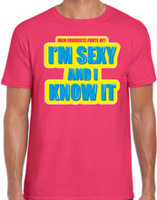 Foute party I m sexy and i know it verkleed t-shirt roze heren - Foute party hits outfit/ kleding