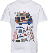 Road Trip Printed T-Shirt - Gots/Ve Tops T-Kortærmet Skjorte White Knowledge Cotton Apparel