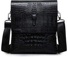 Men Business Retro PU Alligator Grain Black Brown Shoulder Crossbody Messenger Bag Briefcase