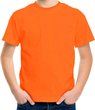 Basic kinder shirt voor meisjes en jongens met ronde hals oranje van katoen Koningsdag / oranje supporter