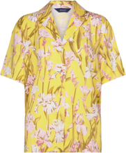 Rel Iris Print Ss Pyjama Shirt Tops Shirts Short-sleeved Yellow GANT