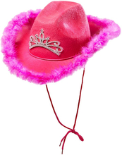 Cowgirl Hatt med Rosa Fluff - One size