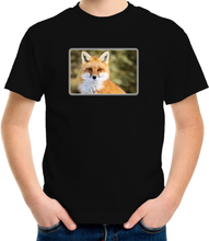 Dieren t-shirt met vossen foto zwart voor kinderen - vos cadeau shirt