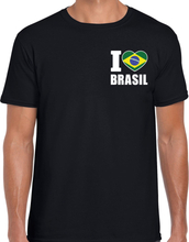 I love Brasil t-shirt Brazilie zwart op borst voor heren