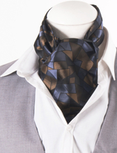 Set met marineblauwe-donkergrijze in grafisch design cravat + pochet