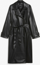 Double-breasted mid length trench coat - Black