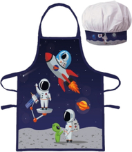 Kids Apron + Hat - Nb 023 Astronaut Home Meal Time Baking & Cooking Aprons Multi/mønstret BrandMac*Betinget Tilbud