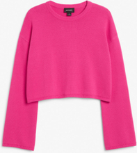 Cropped long sleeve knit top - Pink