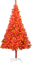 vidaXL Kunstig juletre med LED og stativ 180 cm PVC rød