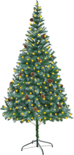 vidaXL Albero di Natale Artificiale con Luci LED e Pigne 210 cm