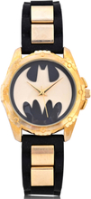 DC Comics Batgirl Black Silicone Strap with Brushed Goldtone Link Watch