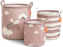 Storage Basket Set 3 Pcs Happy Clouds Powder Home Kids Decor Storage Storage Baskets Pink D By Deer