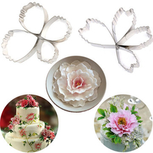 4PCS Stainless Steel Peony Petals Cookie Cutters Mold Biscuit Cake Decorating Tools